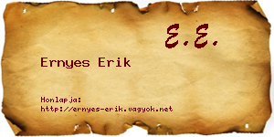 Ernyes Erik névjegykártya